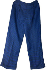 Vtg Rare Jones NY Wool Pants Women Sz 12 Royal Blue Herringbone Lined USA Made