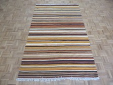 5 x 8 Stripe Geometric Dhurry Kilim Flat Weave Hand Woven Reversible Rug G6886
