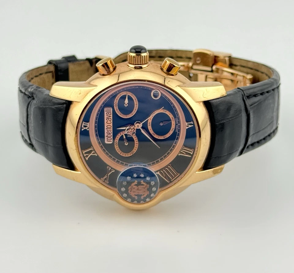Roberto Cavalli Chrono Watch R7271649025 With Alligator Band And Rose Gold Tone - Image 4 of 4