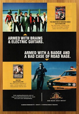 2002 The Adventures of Buckaroo Banzai/Mad Max Print Ad/Poster DVD Promo Art 00s