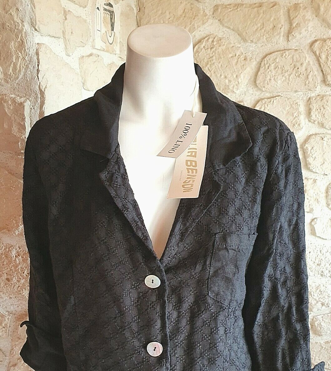 Veste de costume noire en maille texturée ROTARY - Benson & Cherry