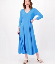 Attitudes by Renee Regular Como Jersey 3/4-Sleeve Midi Dress Summer Dusk XL A476