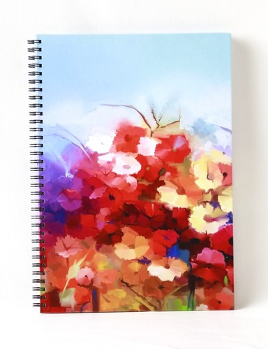 RED FLOWER A5 - A4 Spiral Binding Notebook Notepad Office School Diary Various - Picture 2 of 10