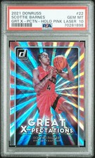 2021-22 donruss SCOTTIE BARNES great x-pectations Pink Laser Holo Psa 10 GM-MT