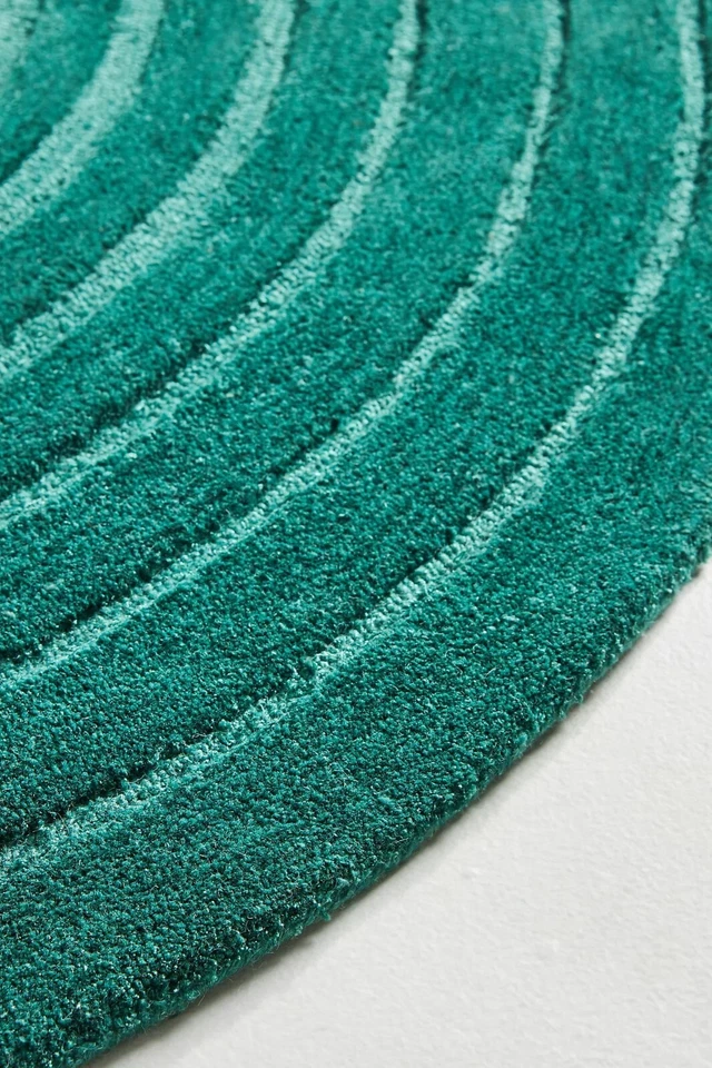 Tonya - Alfombra de área suave de lana y viscosa acolchada a mano verde azulado, 5x8, 6x9, 8x10 Foto 3 de 4