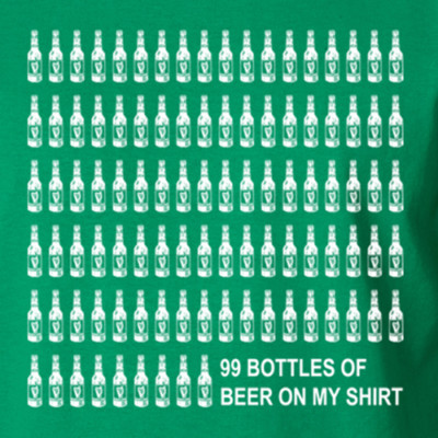 99 BOTTLES OF BEER Irish drinking Saint Patrick's Day clover shamrock T-Shirt