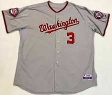 Majestic Authentic MLB 10th Washington Nationals TAYLOR #3 Jersey Sz 60 Sewn USA