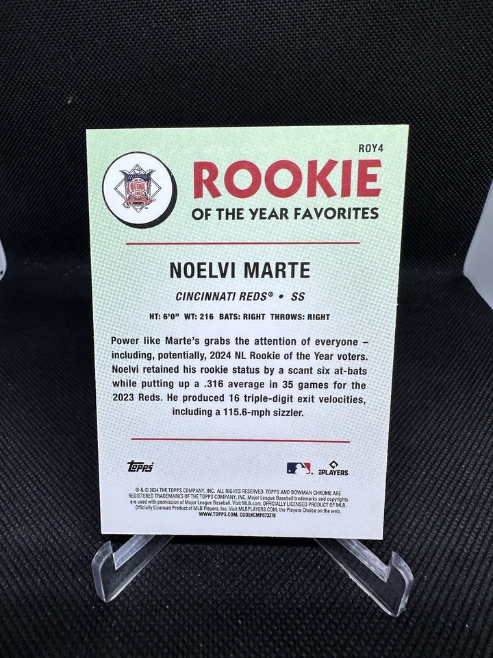 2024  Bowman Noelvi Marte Rookie Of The Year Favorites  Mojo Refractor  Reds - Image 2 of 2