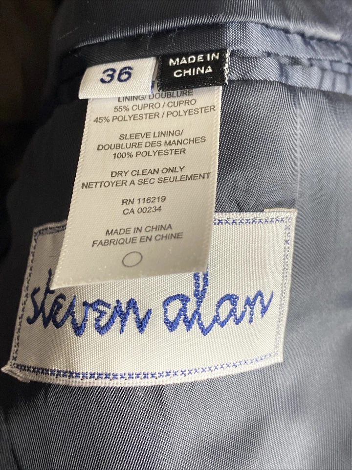 STEVEN ALAN Mens Classic Black  Single-Button Blazer Jacket Sport Coat 36 - Image 3 of 3