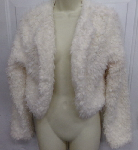 Fashion Nova Womens Size Large Mary Faux Fur Open Front Cropped Jacket NEW - 第 1/3 張圖片