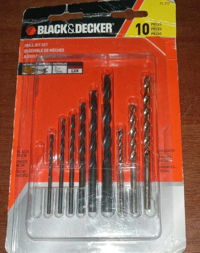 Black & Decker 9 Piece Drill Bit Set With Bit Bar 15560E Metal