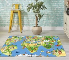 3D Green Home 337BNO World Map Non Slip Rug Mat Elegant Photo Carpet Romy
