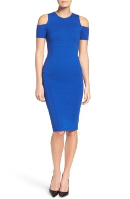 FELICITY COCO COLD SHOULDER MIDI COBALT BLUE DRESS sz S