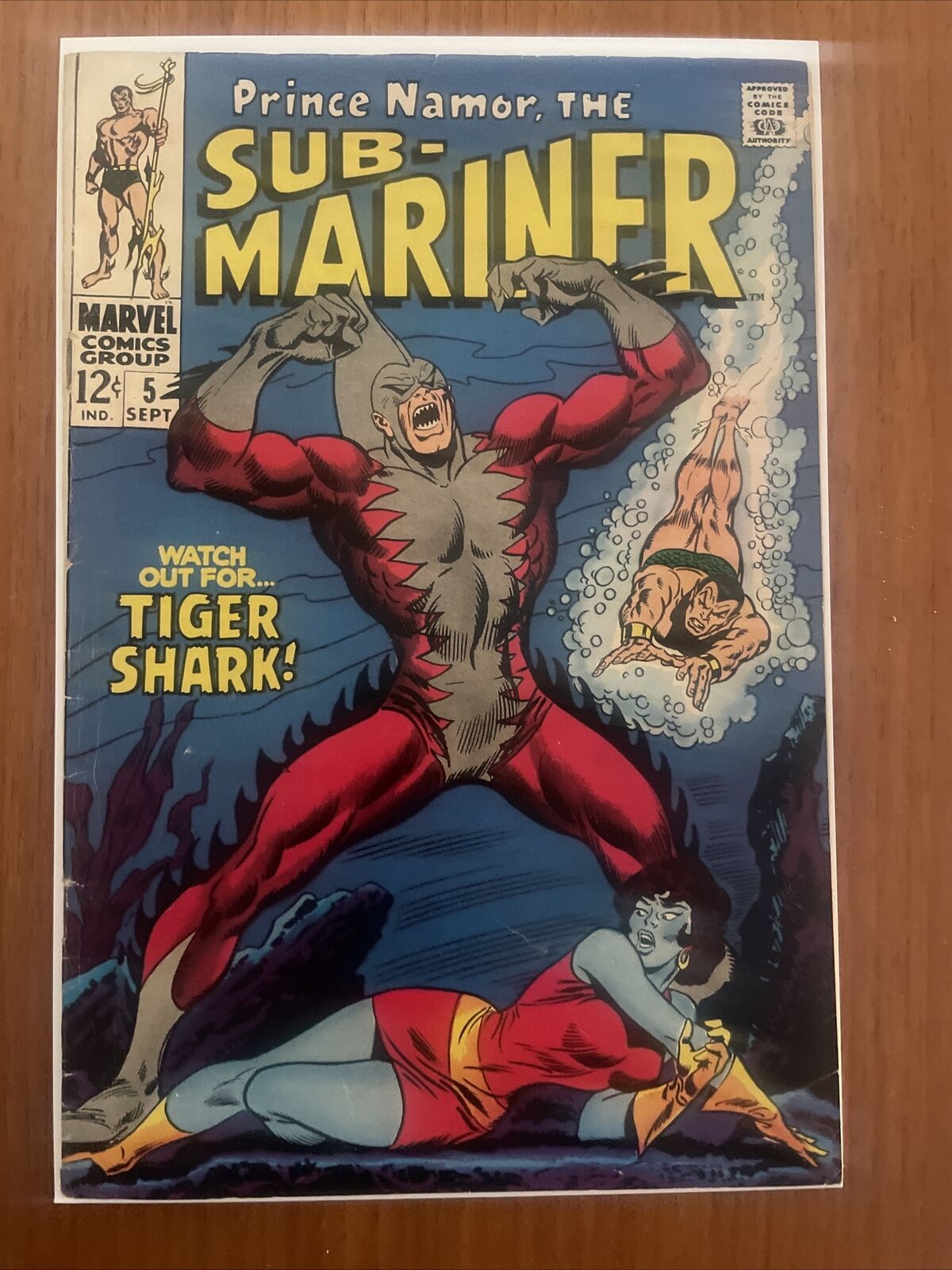 Sub-Mariner #5  - 1968 - 1st Appearance Tiger Shark - Roy Thomas - Namor Marvel