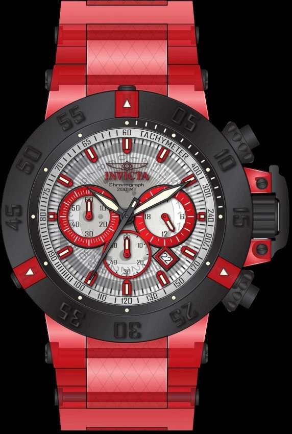 Invicta Men's Subaqua Noma Anatomic Watch 50MM Case Chrono Red Transparent Band - image 3 of 4