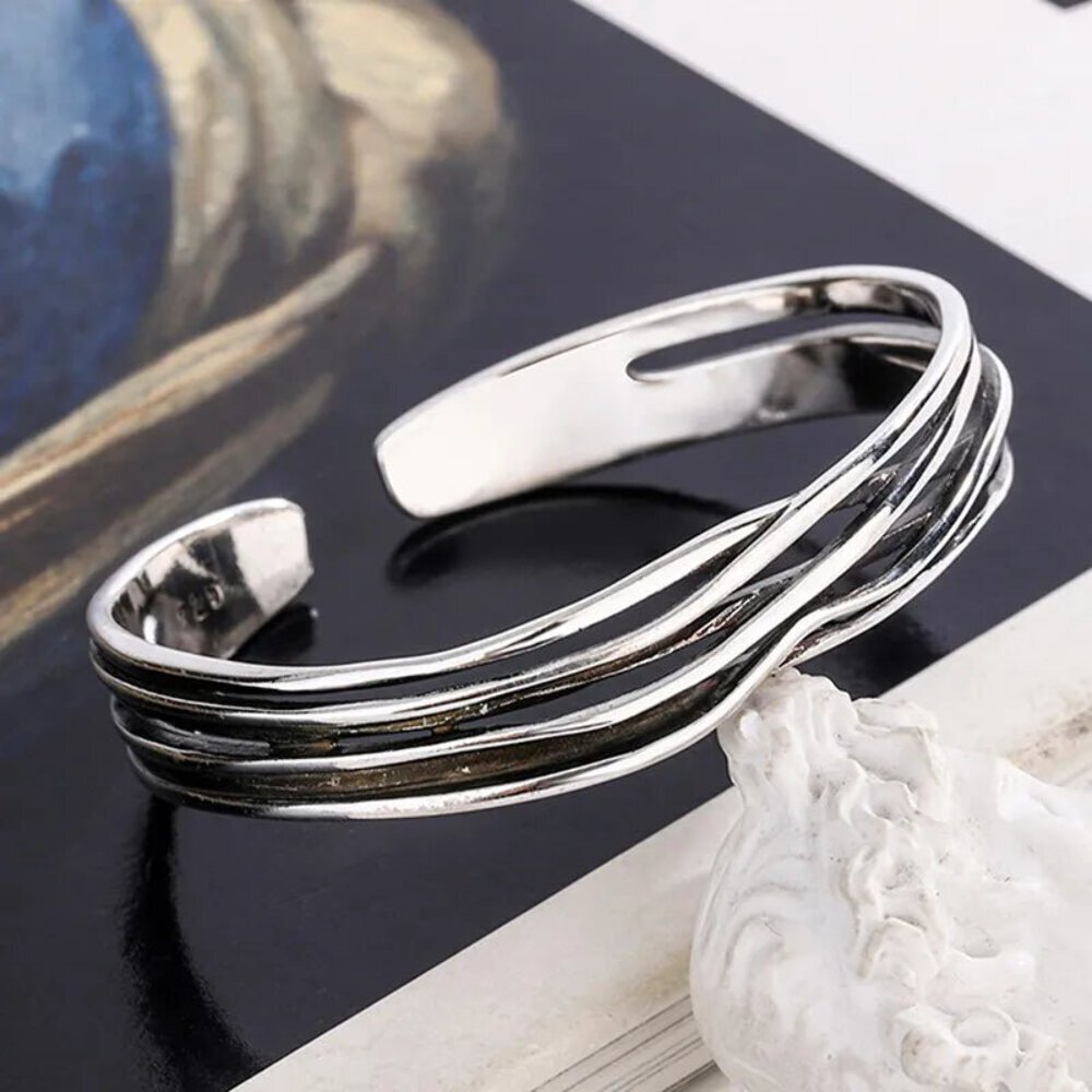Retro Wave Braided 925 Sterling Silver Cuff Bracelet | eBay