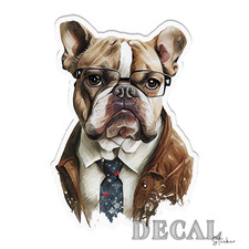 Bulldog Glasses Vinyl Decal Sticker Indoor Outdoor 4 Sizes