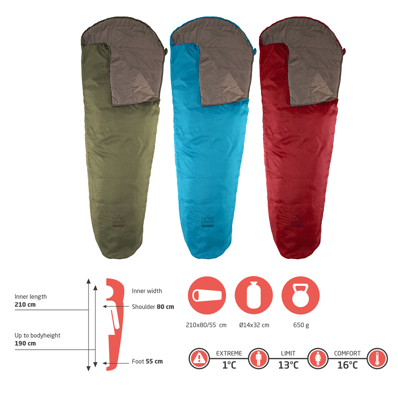 Thumbnail - Grand Canyon Mumien Schlafsack Whistler Trekking Sommer Hütten Lang