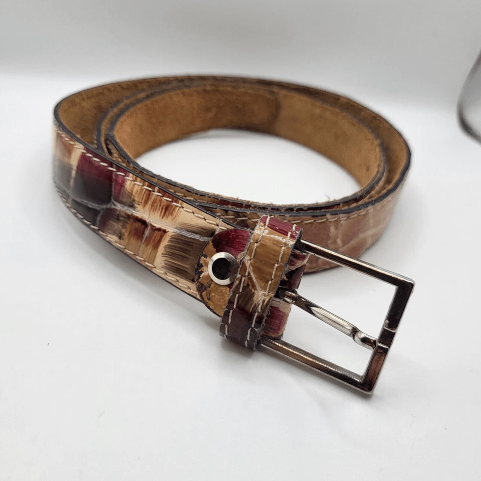 Cinturón de cocodrilo vintage de cuero genuino 29 a 35 pulgadas Foto 3 de 4