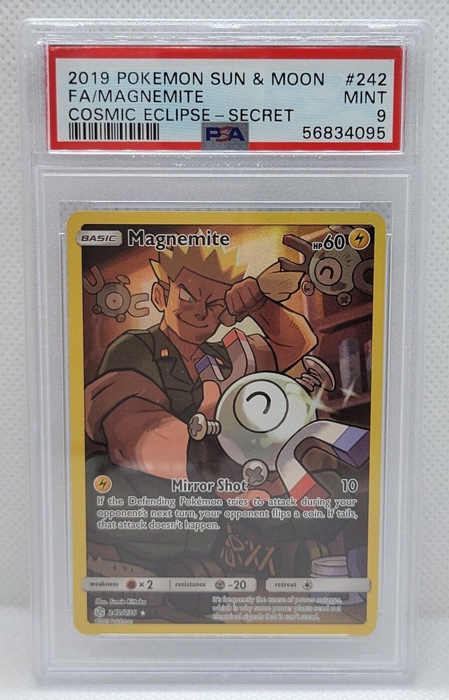2019 Pokemon Cosmic Eclipse Full Art Secret #242 - PSA MINT 9 - MAGNEMITE