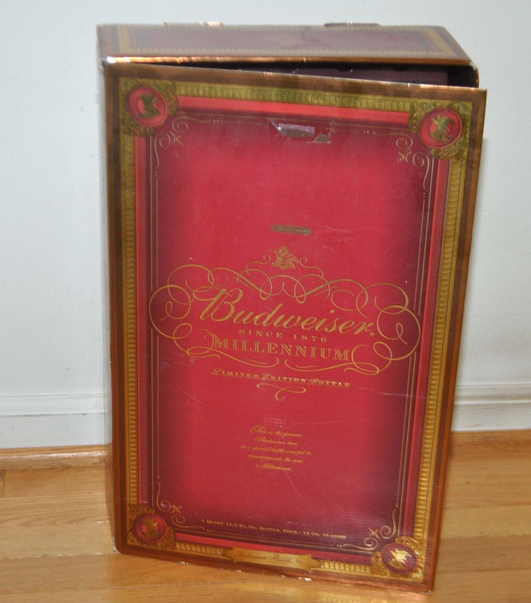 2000 Budweiser Millennium Limited Edition Bottle & Four Pilsner
