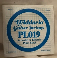 D'Addario Acoustic or Electric Guitar Strings .48mm - Steel (sold 5 per order)