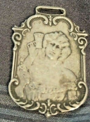 Drink Coca Cola in bottles 5 cents Coin Silver Watch Fob 100 plus years old