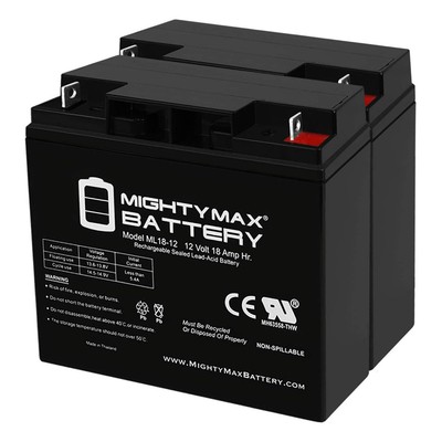 Mighty Max ML18-12 - 12V 18AH Battery Replaces Jolt Batteries SA12180 - 2 Pack