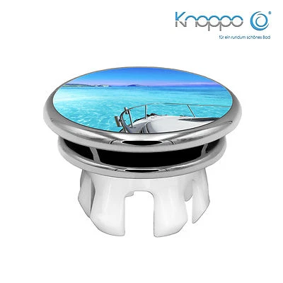 KNOPPO® Waschbecken Überlaufblende / Abdeckung - Mirror Yacht Motiv (chrom)