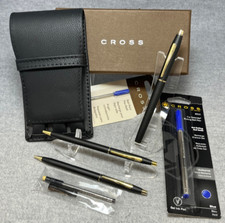 Cross Matte Black/Gold 3-Piece Set: Rollerball, BP Pens 0.5mm Pencil EXTRAS