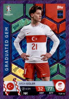 EURO EM Germany 2024 Card TUR 13 - Arda Güler - Graduated Gem PURPLE SAPPHIRE
