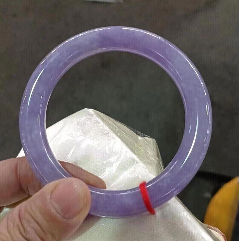 Certified Round Nature Grade AAA Icy Purple Lavender Jade jadeite bracelets 64mm