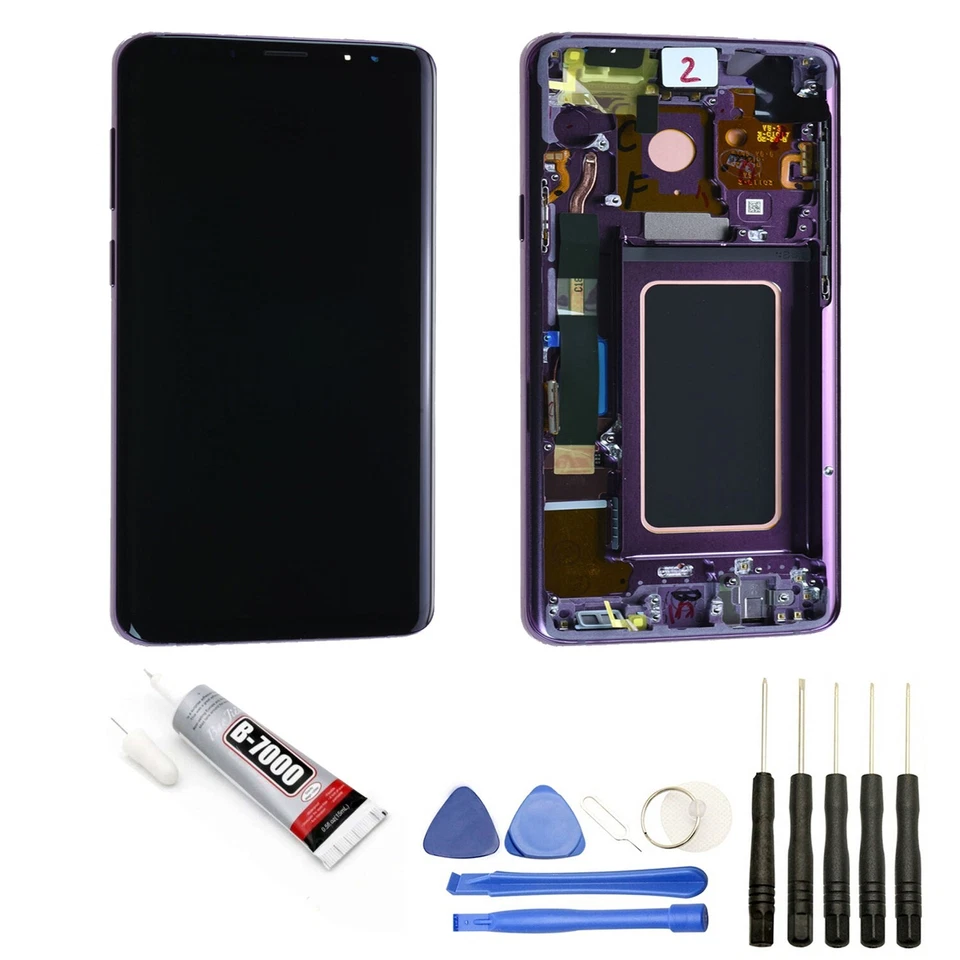 VITRE + ECRAN LCD SUR CHASSIS POUR SAMSUNG GALAXY S9 G960F VIOLET OUTILS - Photo 1/1