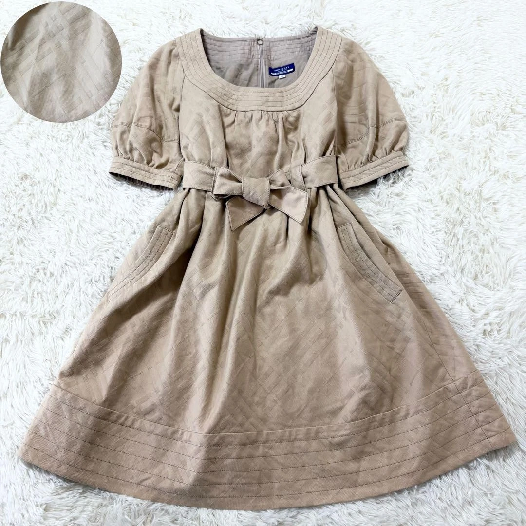 Abito Burberry Blue Label al ginocchio quadri cotone beige scuro 38 M (US:S) 042336d