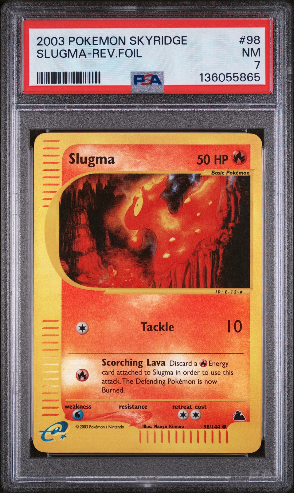 2003 POKEMON SKYRIDGE #98 SLUGMA-REVERSE FOIL PSA 7