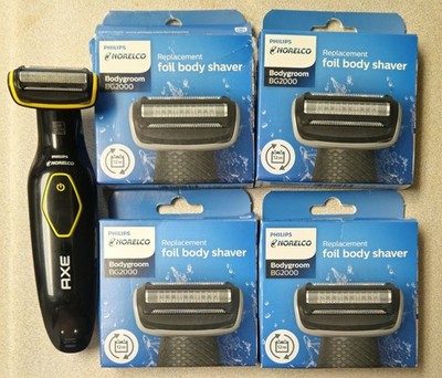 Philips Norelco AXE XA2029 BG2028 3100 body groomer 3000 With 4 New Foils/Blades