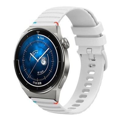 For Huawei Watch GT 3 Pro 46mm Stitched Dotted Wavy Silicone Strap