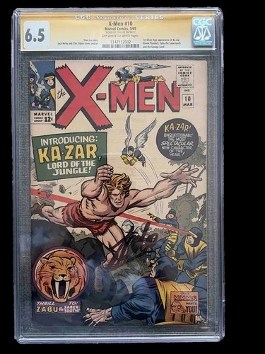 SS STAN LEE AUTO X-MEN #10  CGC 6.5 SS 1965 1'ST KAZAR & ZABU SABERTOOTH RARE