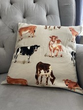18" x 18" Farmhouse Throw Pillow Cover/Case Cow on Denim Theme