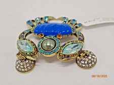 HEIDI DAUS "Charming Crab" Crystal Magnetic Blue Crab Pendant Charm - NWT