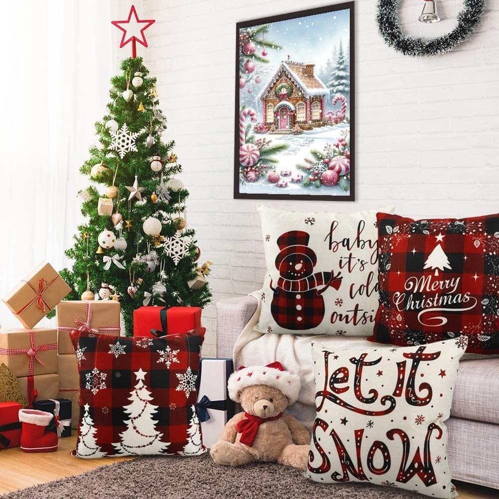 Christmas Diamond Art Kits for Adults - Christmas Snowscape House Landscape Diam