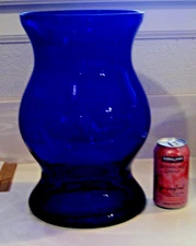 EXTRA LARGE Almost 8 LB HEAVY 14-1/4" T x 10" W Vintage COBALT BLUE Glass Vase