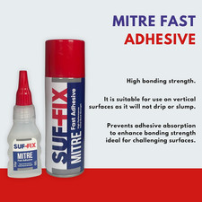 SUF-FIX Mitre Adhesive Spray and Gel Kit | 50G Adhesive, 200Ml Activator