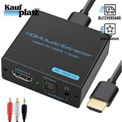HDMI Audio Extractor 4K Splitter Adapter Konverter 3,5mm Stereo Optical 5.1