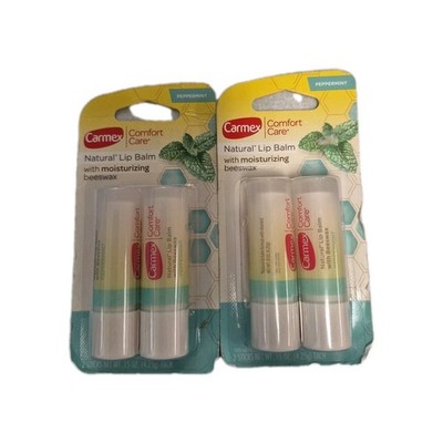  2 packs of 2 Carmex Comfort Care Lip Balm w/ Beeswax PEPPERMINT  