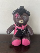 COACH Teddy Bear  Outlaw  Bag Charm / Keychain - Brown Pink Wink Glitter Studded