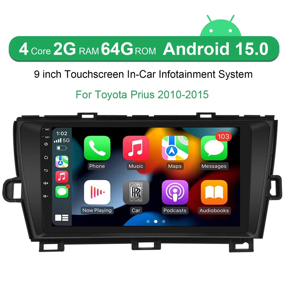 For Toyota Prius 2010-2015 Apple Carplay Car Stereo Radio Android 15 GPS Navi BT - Image 4 of 4