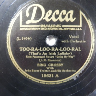 Bing Crosby - Too-Ra-Loo-Ra-Loo-Ral/I'll Remember April 1944 Decca 18621 78RPM