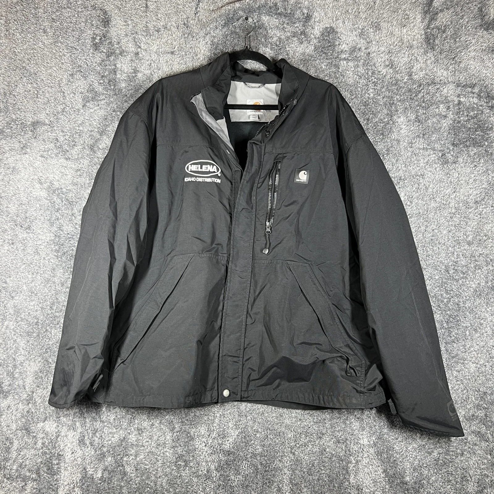 Carhartt Jacket Mens 2XL Black Waterproof Breathable Lined Rain Coat Softshell