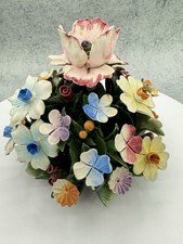 Vintage Capodimonte Italy Porcelain Flower Basket Centerpiece Floral Sculpture
